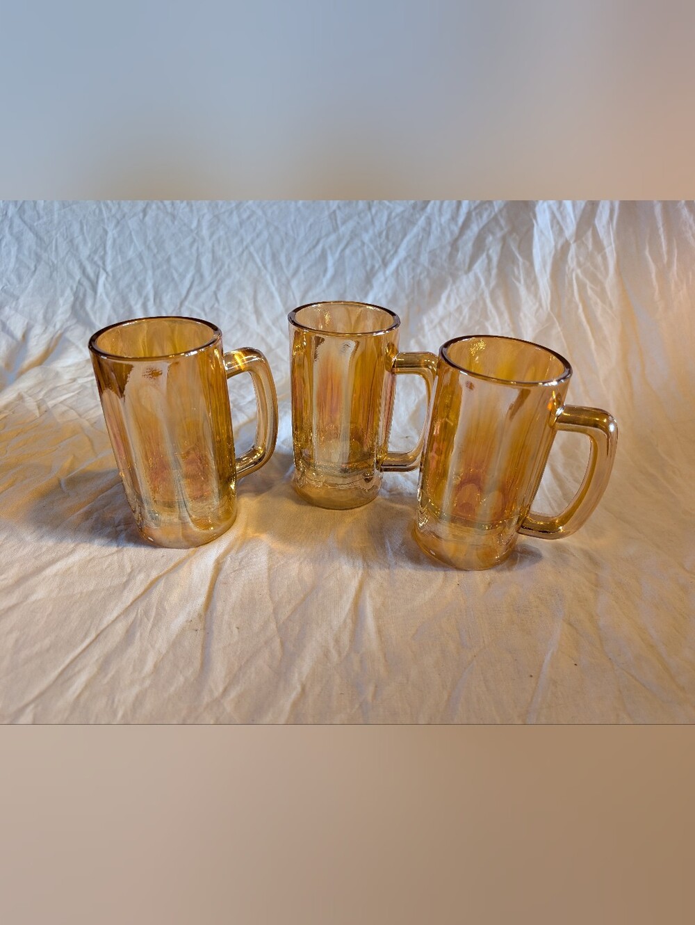 2/80$ Vintage Amber beer Glass Mugs - Set of 3